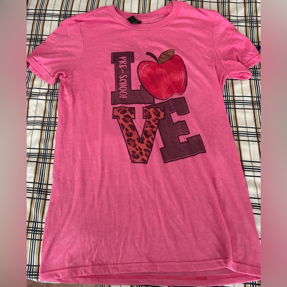 Hot pink Preschool teacher t-shirt. Small. Anvil is the brand. Super soft